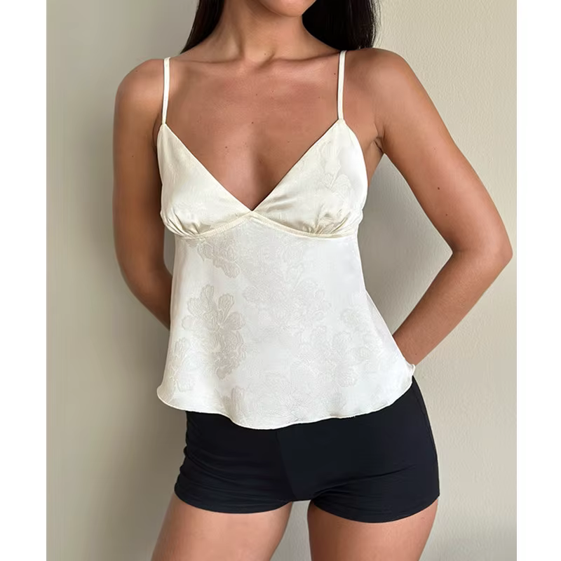 Femmes Satin Camisole Sexy haut court mode Streetwear Camis été ample réservoirs décontractés été Blouse Spaghetti