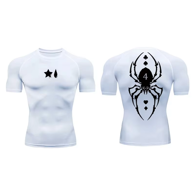 T-shirt de compression à imprimé araignée pour homme, à manches longues, séchage rapide, sportif, pour la gym, l'entraînement, le fitness, sous-vêtements, baselayer