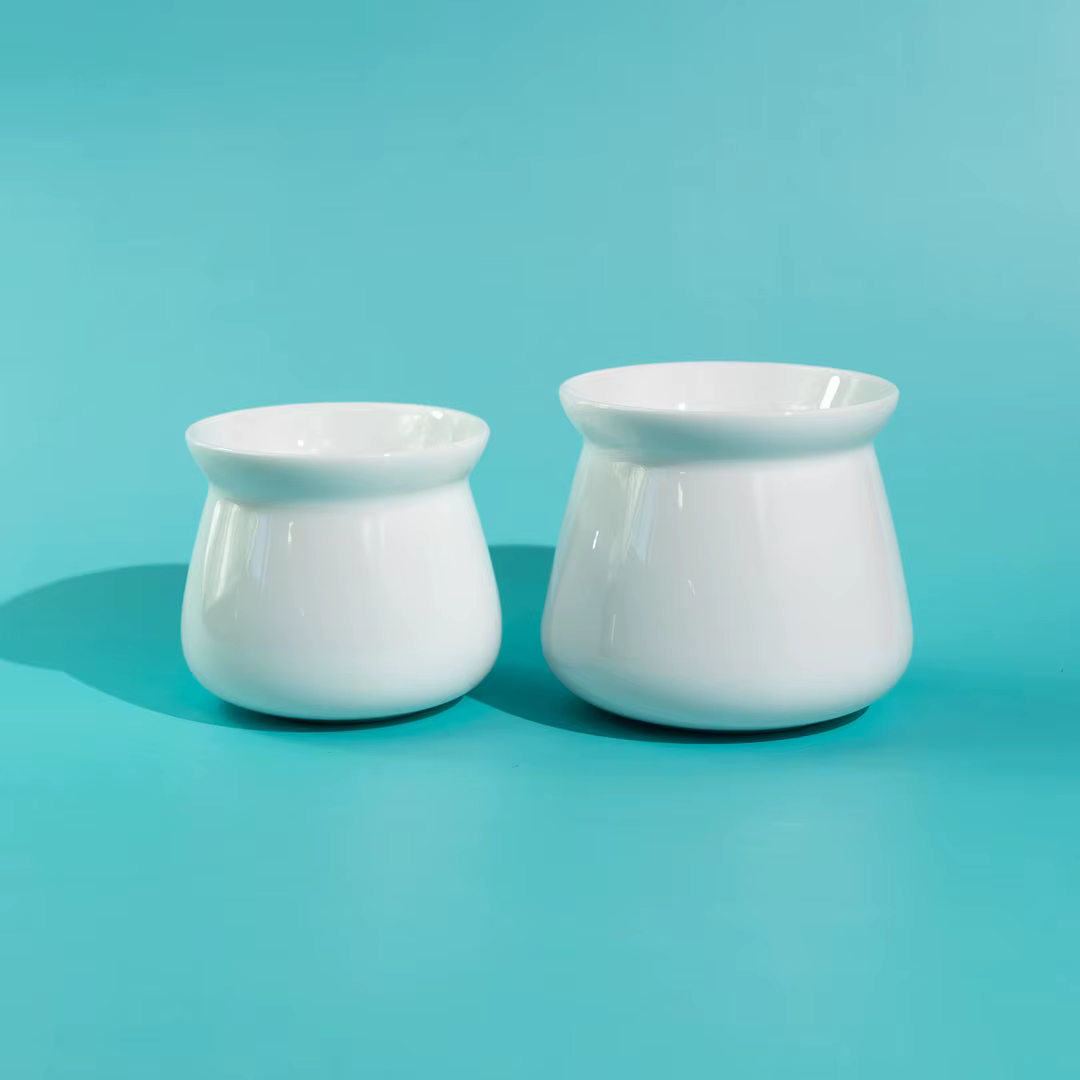Tasse de dégustation de café percée à la main en porcelaine blanche Ele OREA SENSE appréciation sensorielle