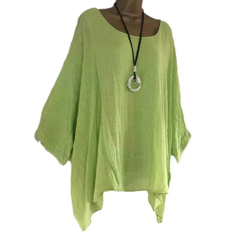 T-Shirt en Lin à Col Rond pour Femme