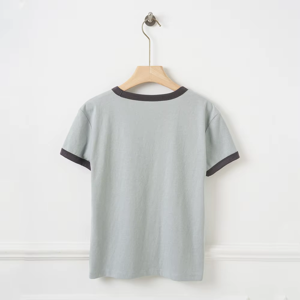 T-shirt Ringer Vintage à Imprimé Rose pour Femme