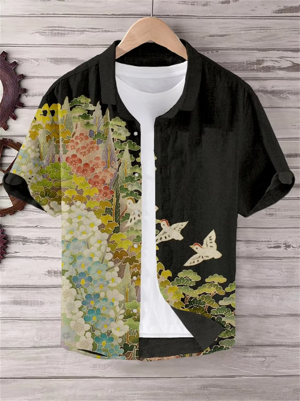 Chemise en lin à manches courtes pour hommes