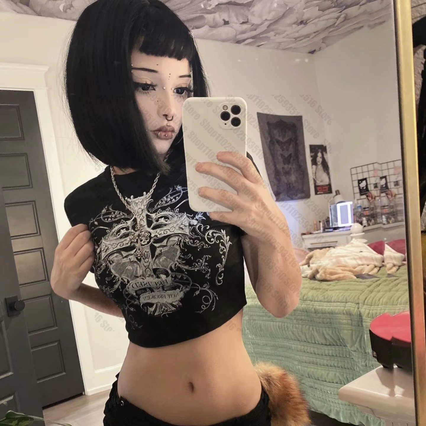 Kawaii graphique t-shirts Harajuku vêtements femme étoile fille Y2k Kitty t-shirt pour femmes 2000s hauts Emo