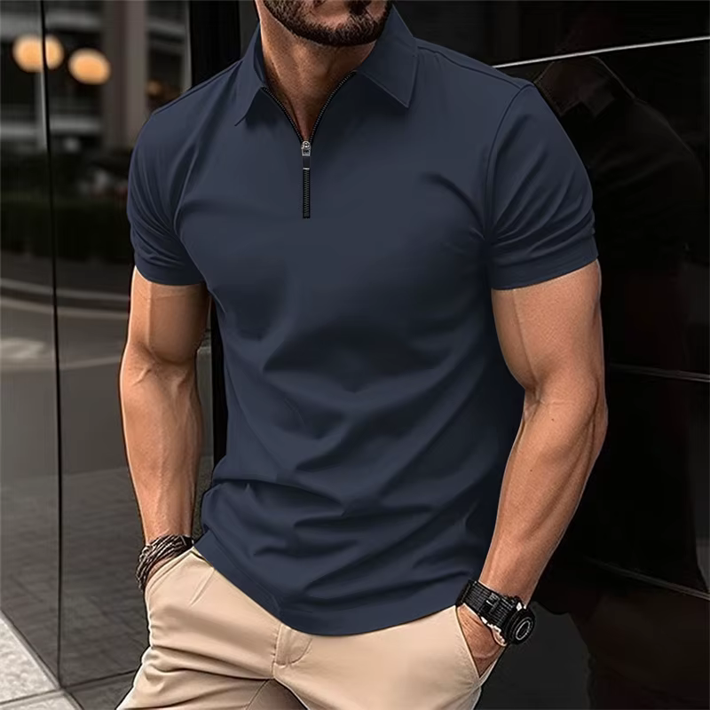 Polo élégant à col demi-zip pour hommes