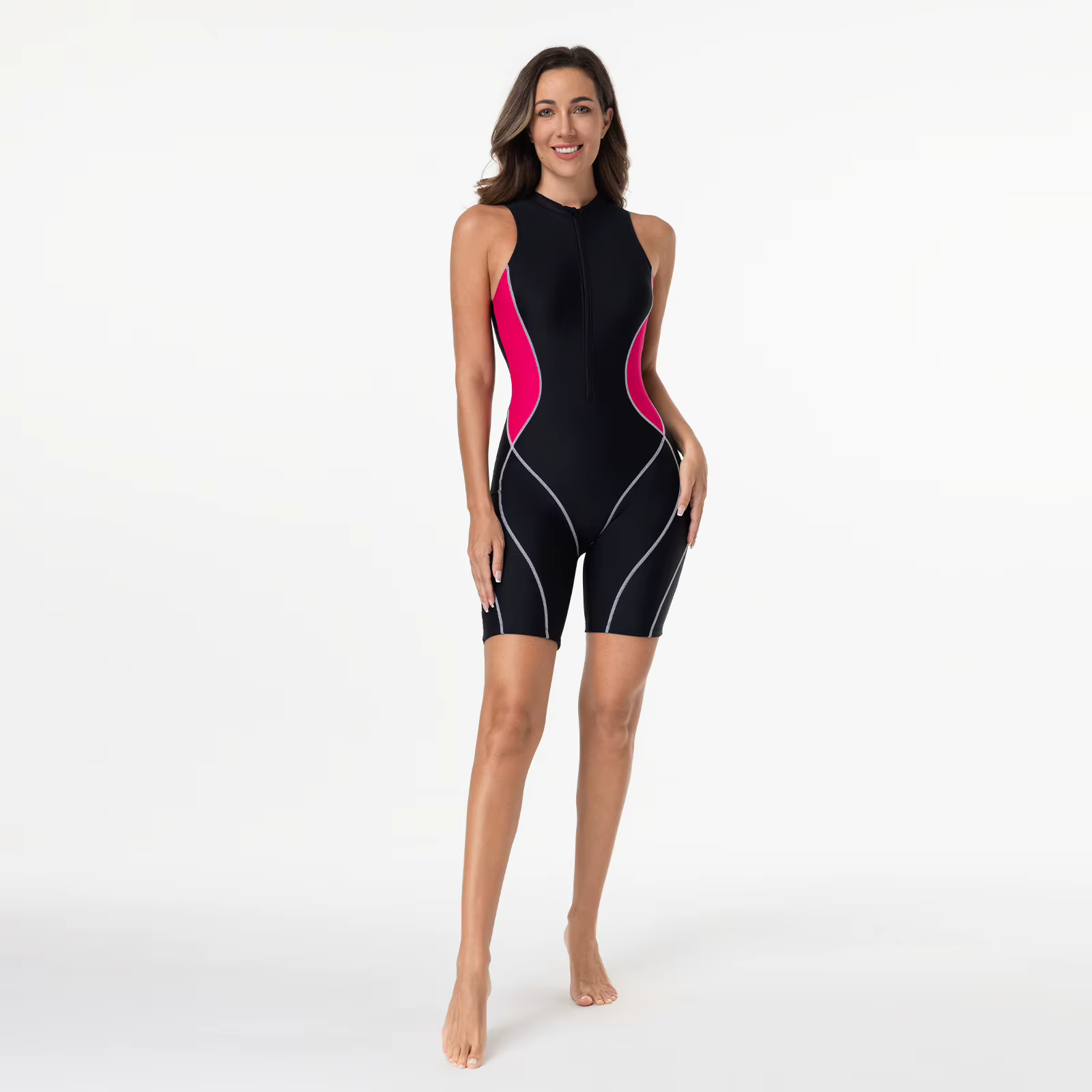 Maillot de bain une pièce pour femme, style sport fibre, vêtements de plage, costume de natation, surf, nouveau