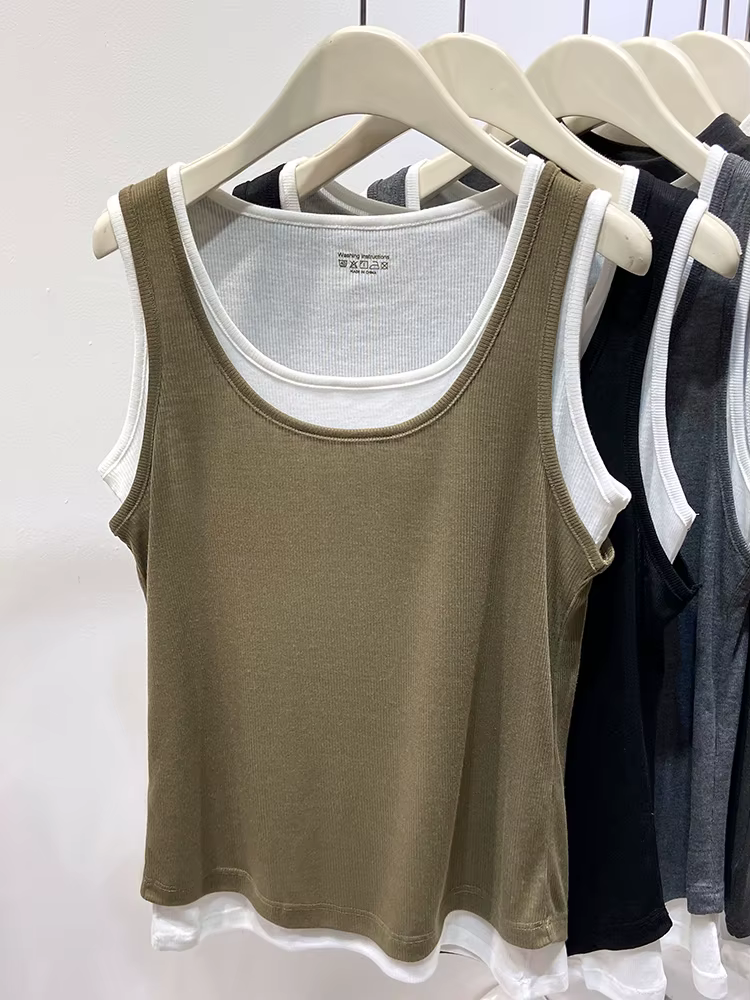 Faux débardeur deux pièces à col en U pour femmes