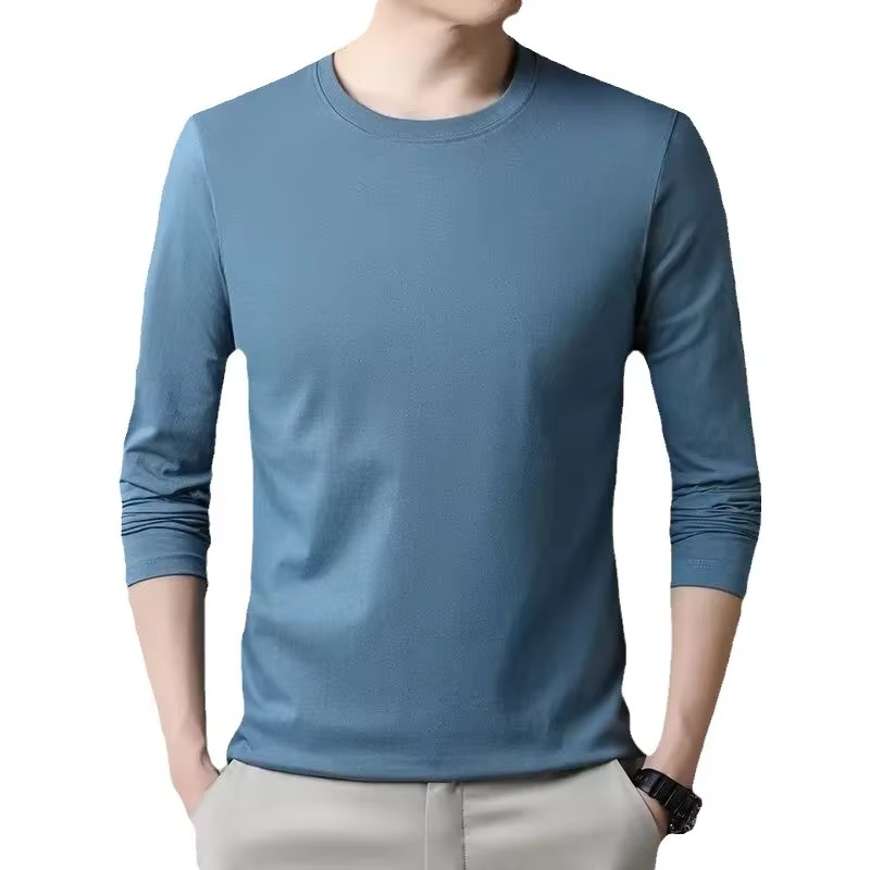 T-shirt décontracté à manches longues et col rond pour homme – Tendance