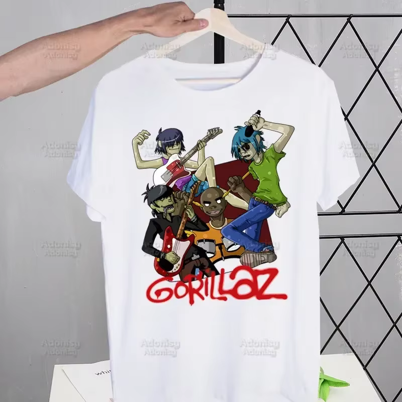 Gorillaz groupe de musique moderne dessin animé hommes T-shirt mignon impression chemise