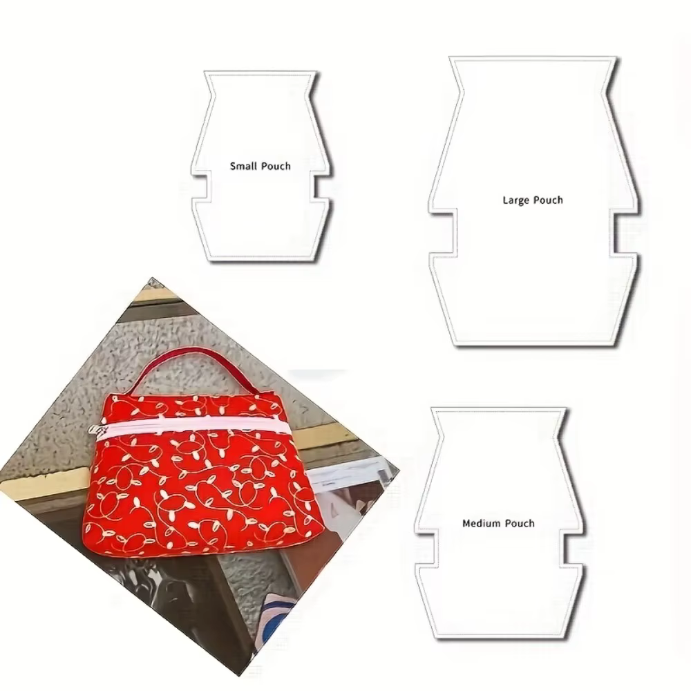 1 pièce – Gabarit de couture transparent en acrylique pour sacs à main – Motifs prépliés avec guides de bordure droite