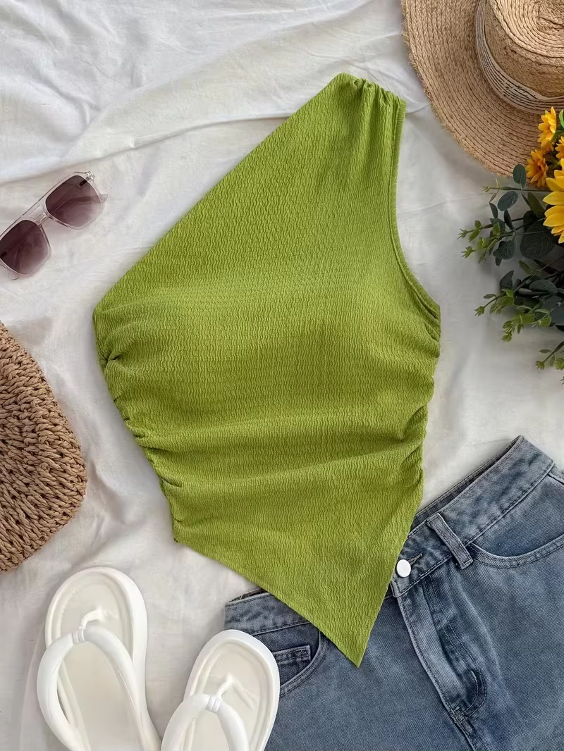 Débardeur asymétrique pour femmes, idéal pour les vacances d'été, haut court