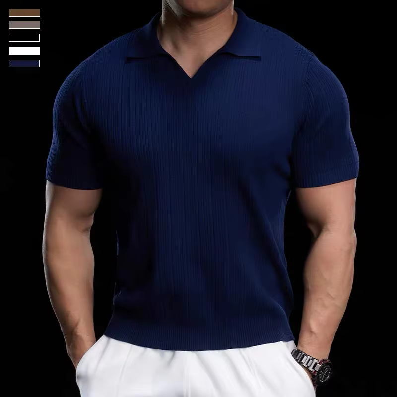 Polo en tricot côtelé pour homme