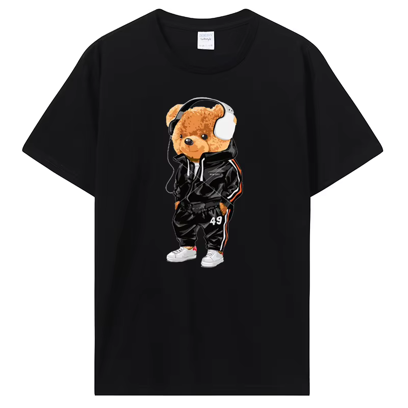 T-shirt ours en peluche jouant au badminton pour hommes