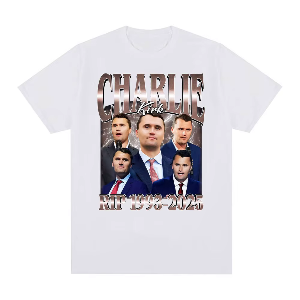 Comique Charlie Kirk RIP 1993-2025 politique commémorative rétro graphique hommes et femmes été imprimé pur T-shirt