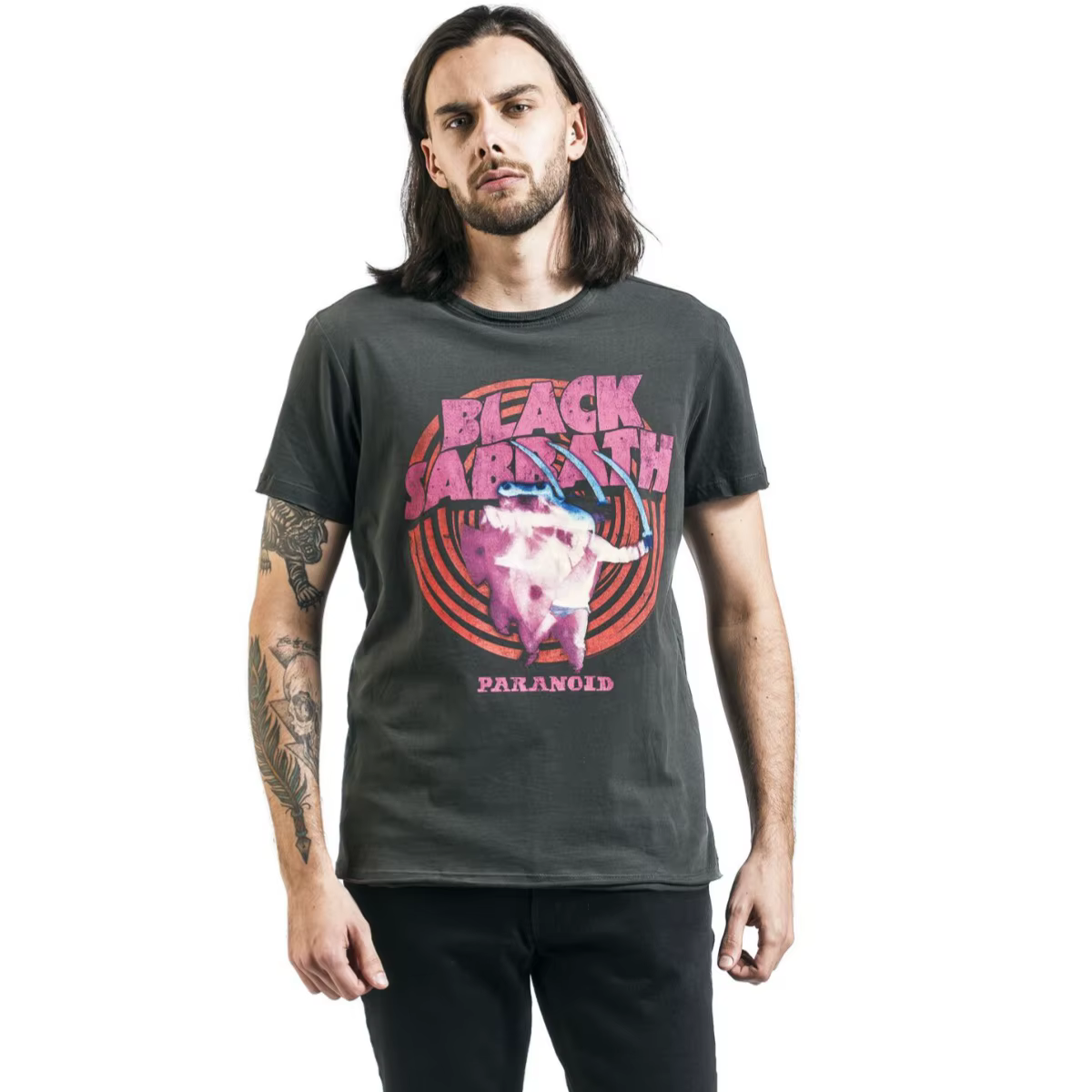 T-shirt en coton noir avec motif Black Sabbath