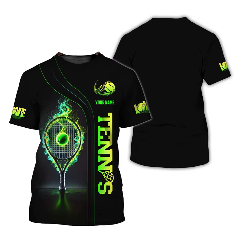 Nom personnalisé Tennis T-shirt hommes 3d imprimé