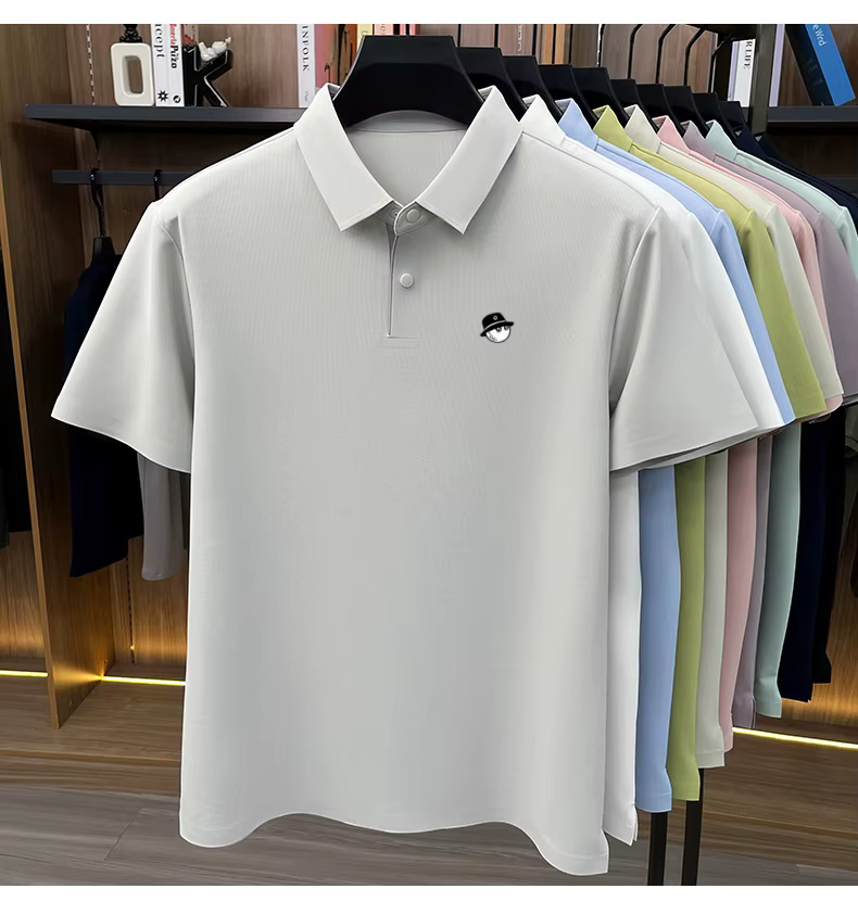Nouveau Polo Homme Luxe Été Respirant Soie Glacée Séchage Rapide Manches Courtes Business Quotidien Golf Premium Brodé