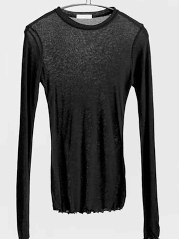 Haute qualité plaine T-shirt femmes coton élastique basique T-shirts femme décontracté hauts à manches longues Sexy