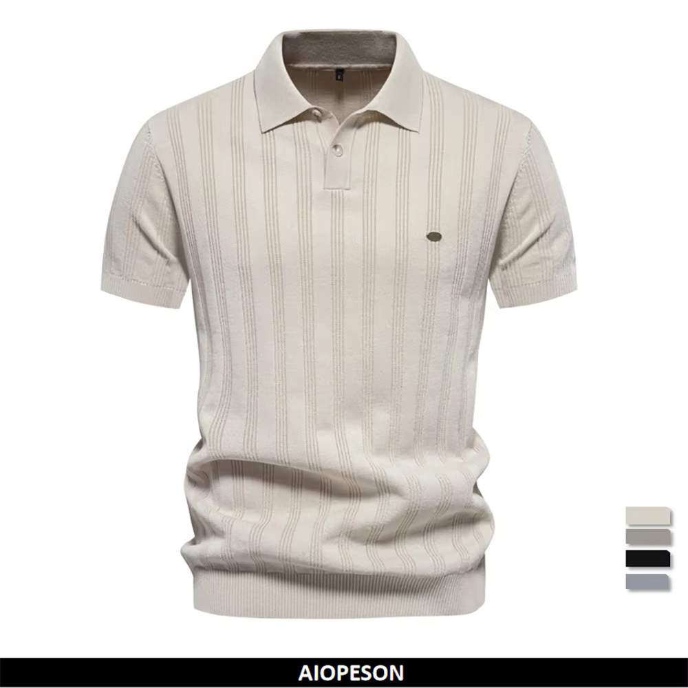 Polo texturé en tricot pour hommes
