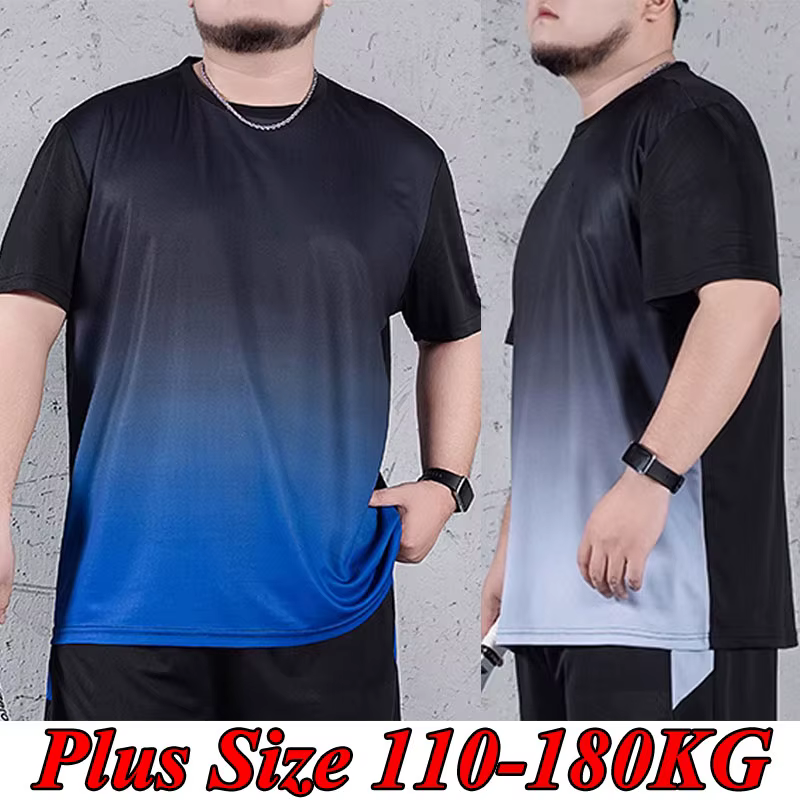 T-shirt homme grande taille 1XL-7XL manches courtes hauts printemps été dégradé t-shirts séchage rapide hommes Sport