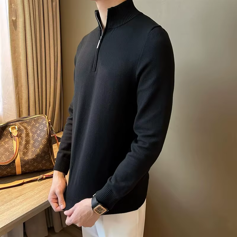 Pull à manches longues et demi-col roulé pour homme