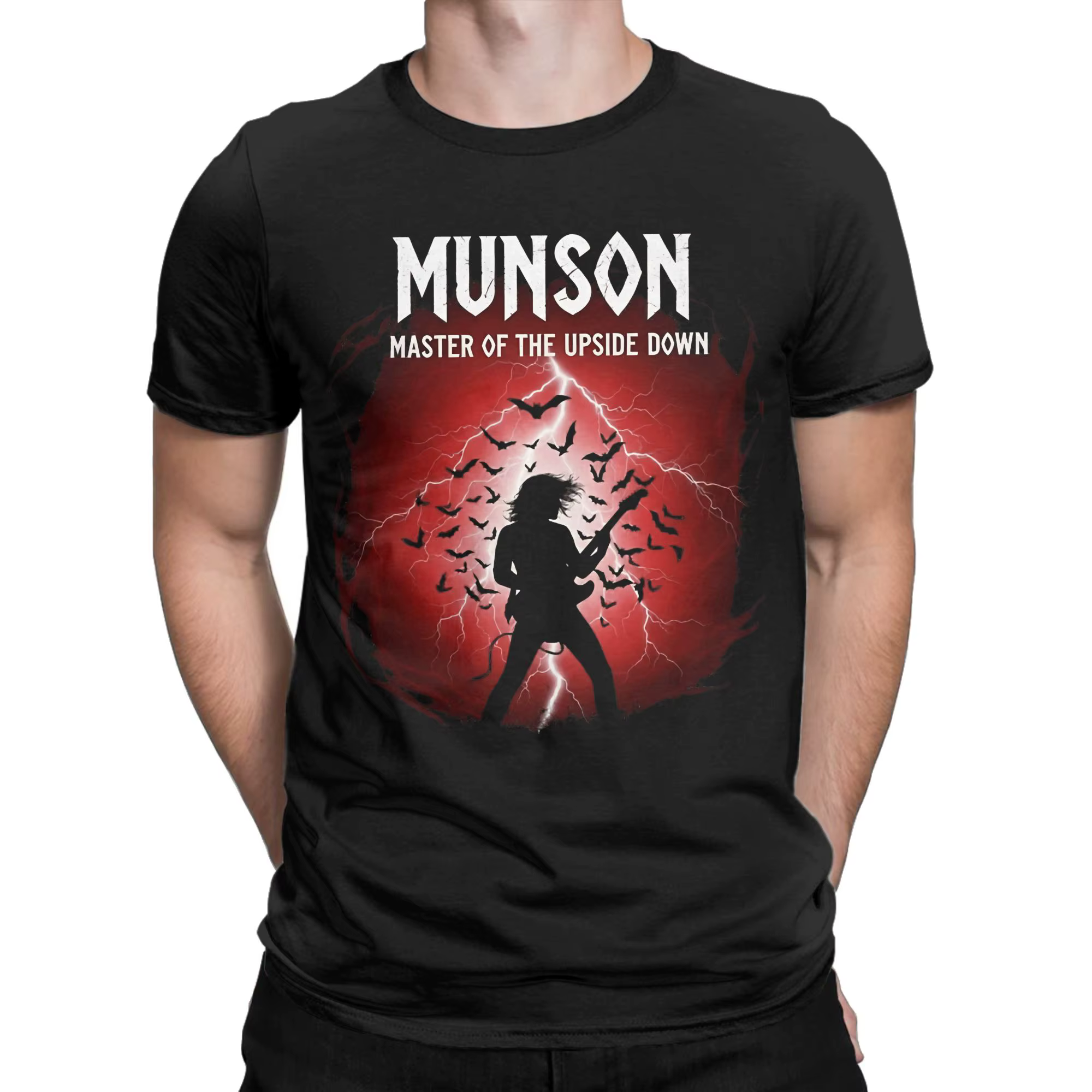 T-shirt pour homme Eddie Munson Maître de l'Inverse Guitare Horreur TV Mode T-shirts en pur coton Manches courtes