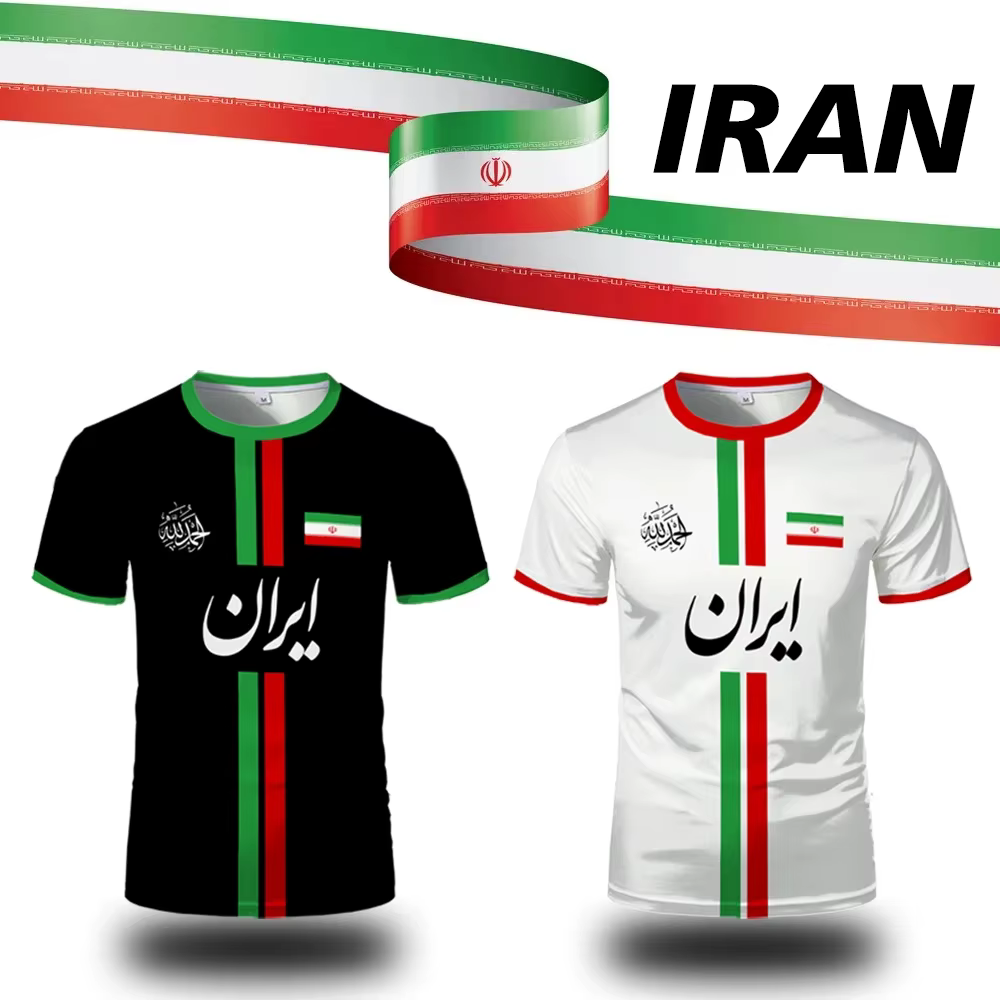 T-shirt avec carte de l'Iran pour hommes et femmes, drapeau iranien, calligraphie persane, uniforme d'équipe de football, mode sportive décontractée d'été