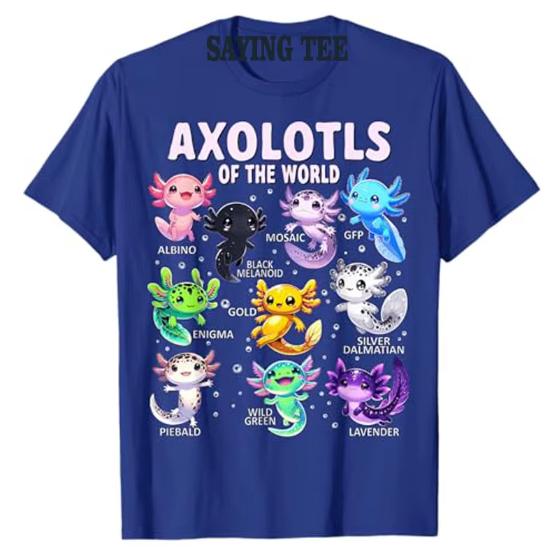 Axolotls du monde Kawaii T-Shirt Types de Axolotl poisson amphibien