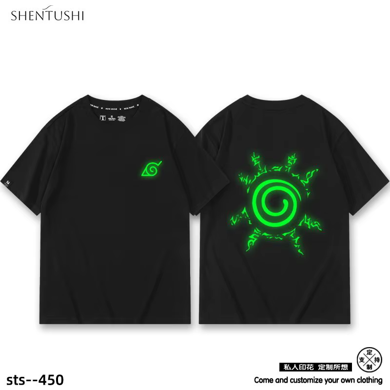 T-shirt pour enfants Naruto Nine Tailed Anime en coton imprimé double face