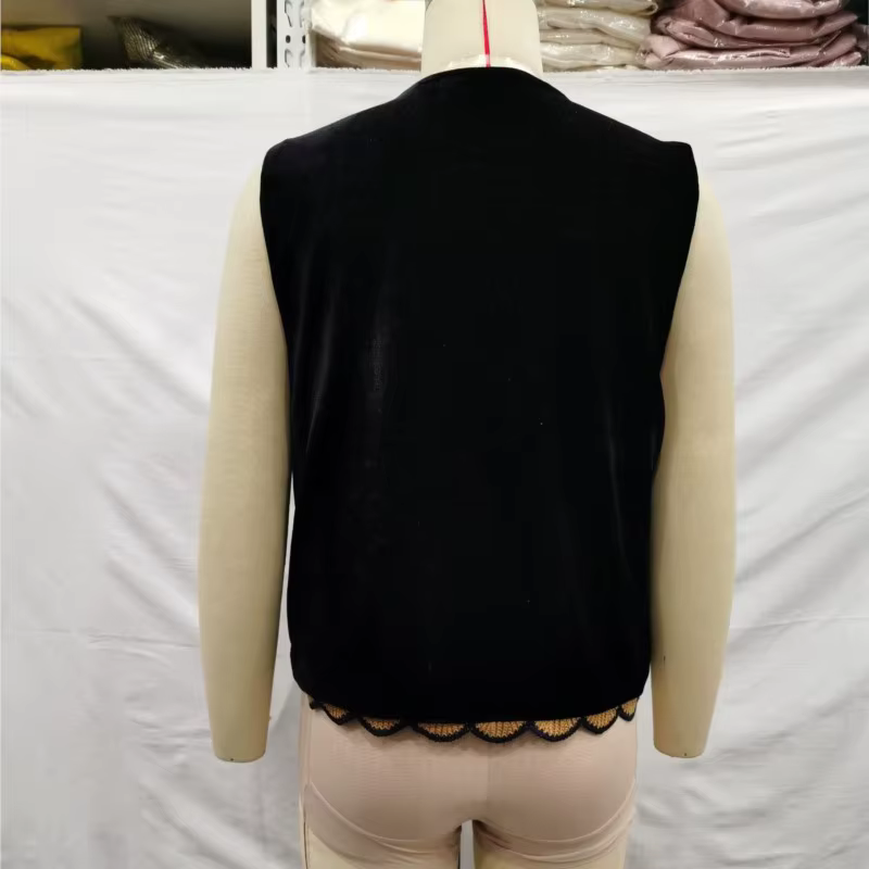 Gilet en Velours Brodé de Fleurs pour Femme, Tenue Décontractée, Couture Ouverte, Style Ethnique