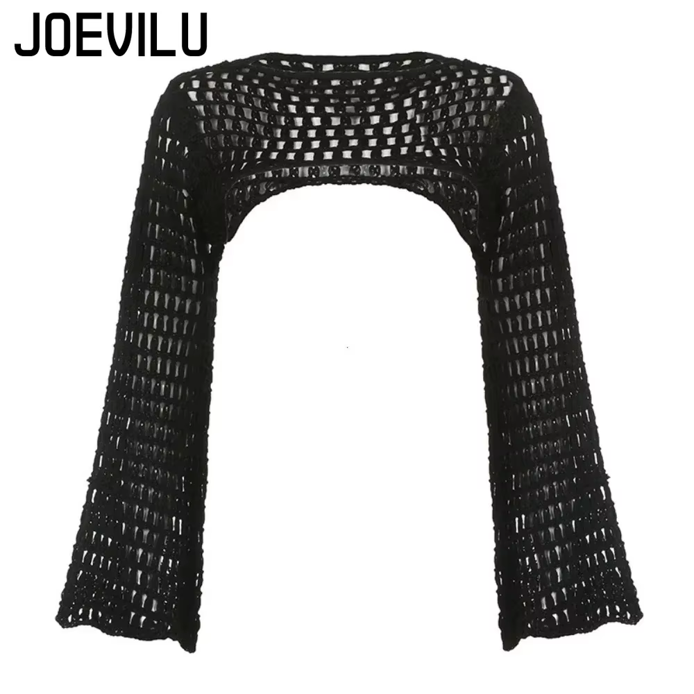 Haut court ajouré en tricot au Crochet pour femmes