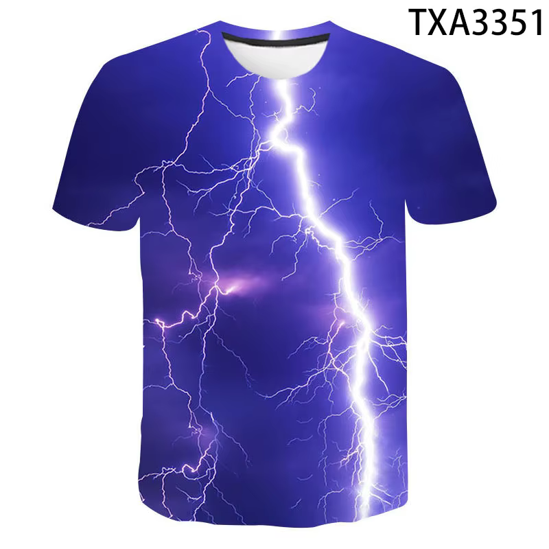 Mode été Thunderbolt T-shirt hommes femmes enfants foudre Flash impression 3D