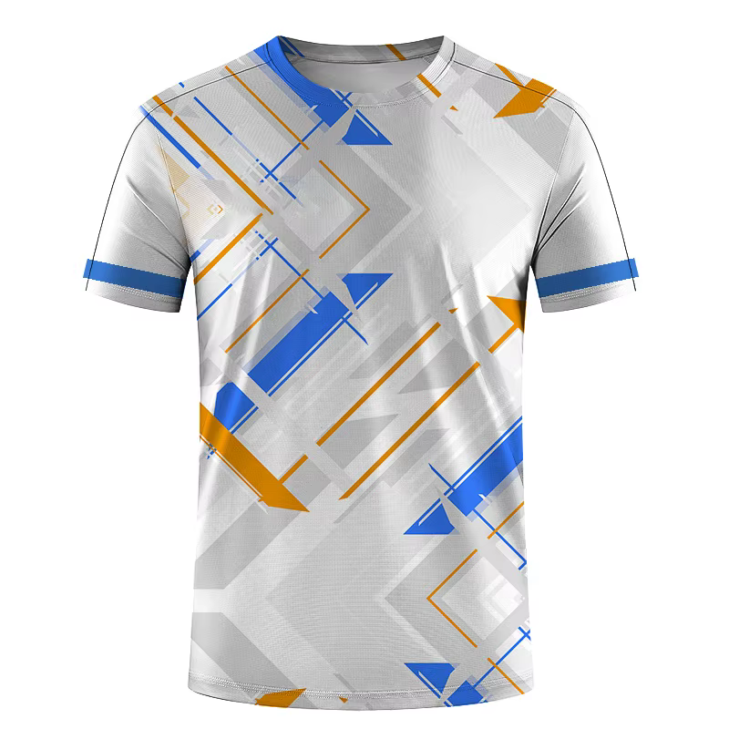 T-shirt à motif d'épissage géométrique coloré pour hommes