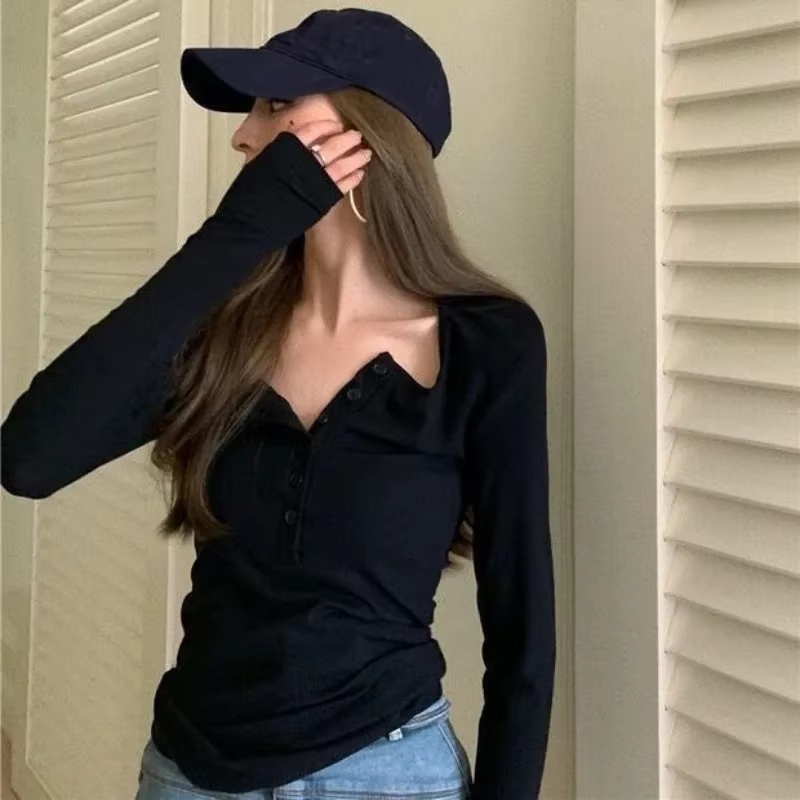 Haut Slim pour femmes noir 2025 T-shirt femme Sexy