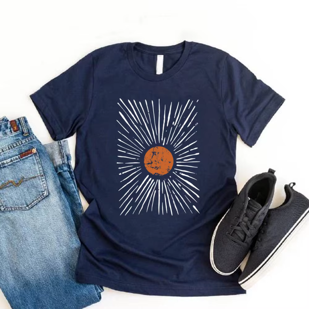 Sunburst Vintage T-Shirts Boho chemise soleil graphique t-shirt hommes femmes à manches courtes col rond