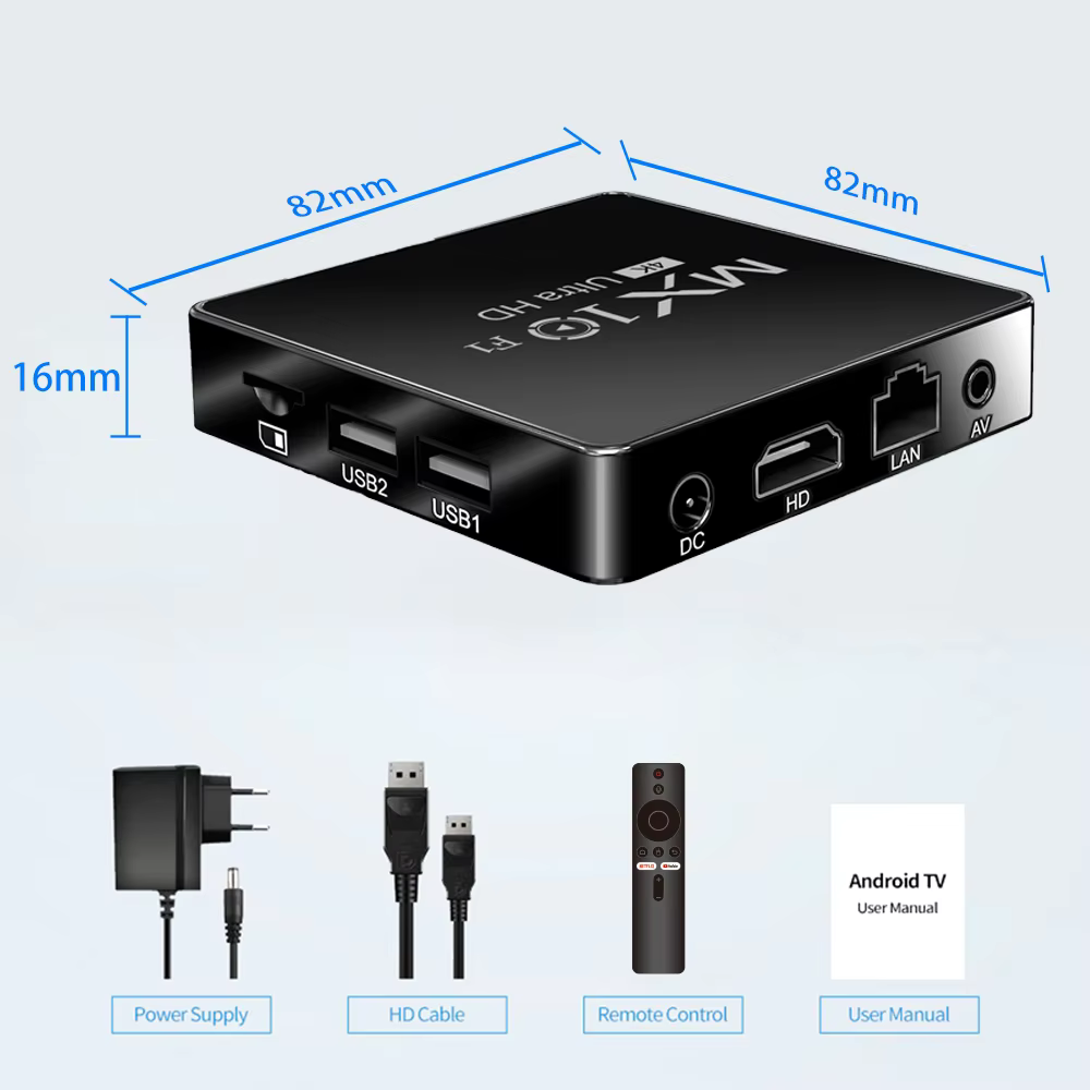 Décodeur numérique Smart TV Box avec certification, Android 13, 4K, vente en gros, 2024, mx10 f1