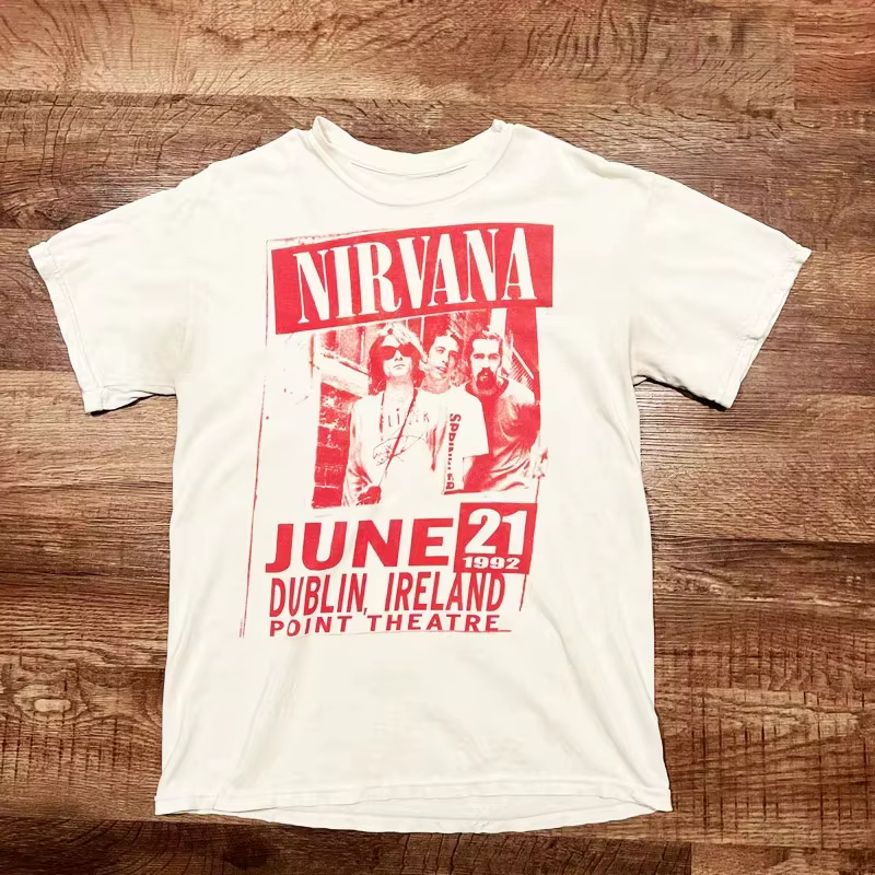 T-Shirt classique avec Logo rouge du groupe de rock Nirvana