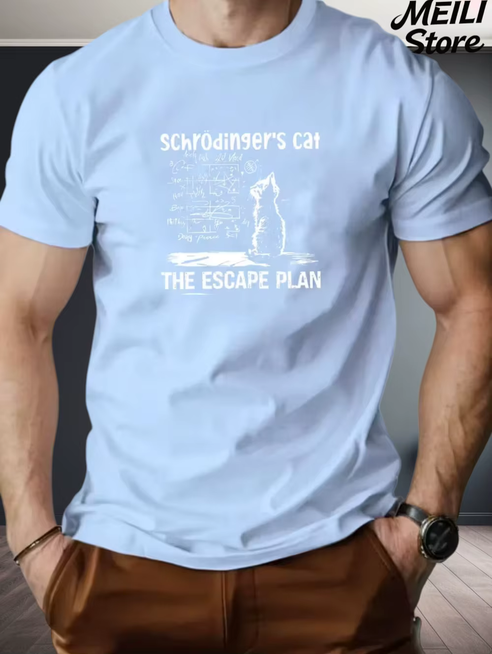 Schrodinger chat Design hommes T-Shirt été décontracté amusant 3D imprimé ample mode haut surdimensionné Science amant
