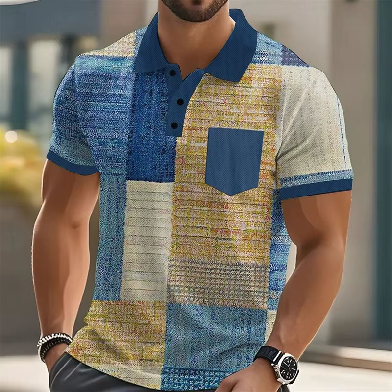 Polo homme à motif lignes colorées