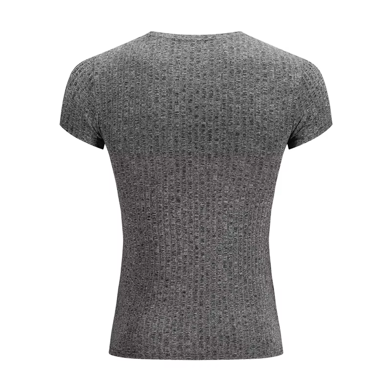 Hommes col en V à manches courtes T-shirt Fitness coupe ajustée sport