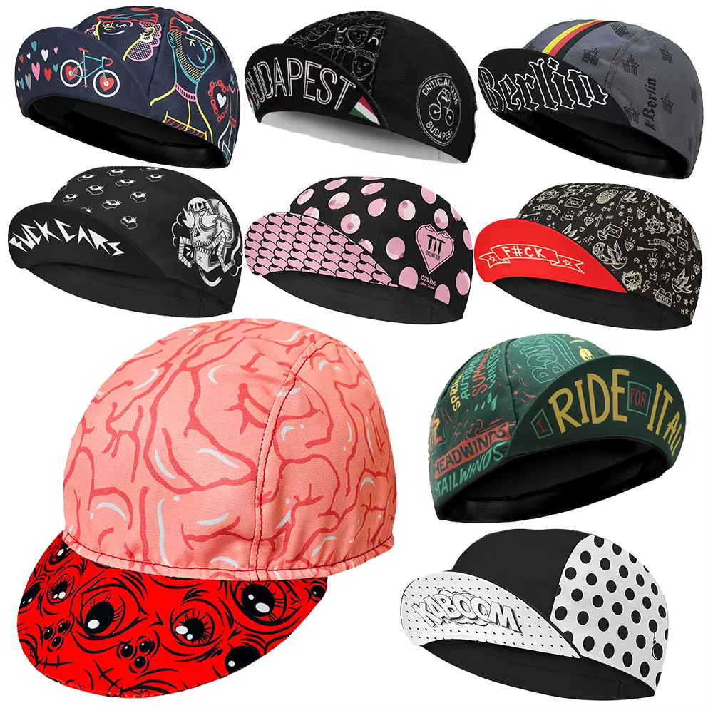 Casquettes de cyclisme pour hommes et femmes, série noire, séchage rapide, respirantes, absorbant la sueur, sports, chapeau de vélo, 11 styles, 2 styles