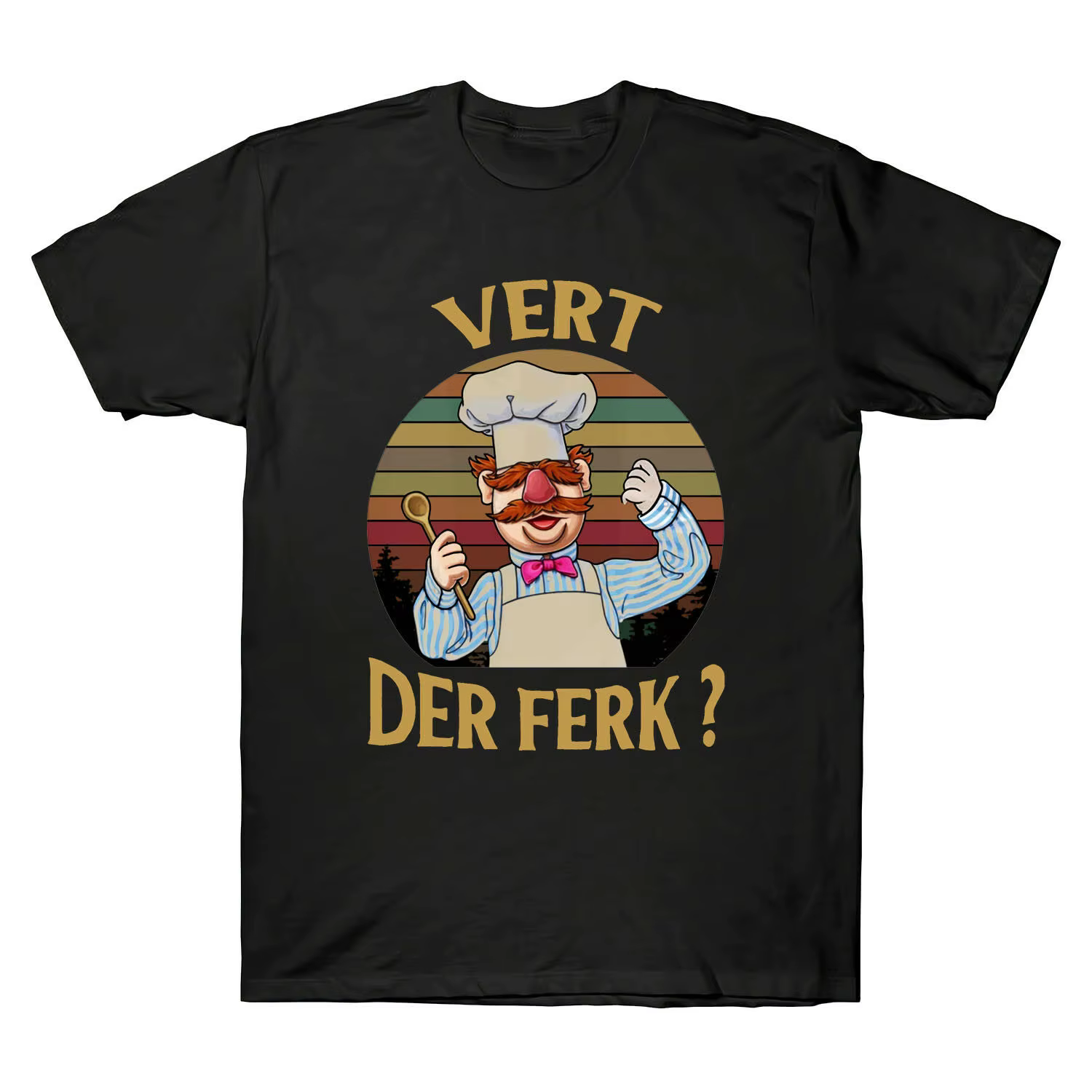 Chef suédois Vert Der Ferk coucher de soleil Vintage rétro hommes t-shirt coton