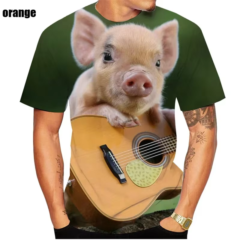T-shirt à manches courtes pour hommes avec motif imprimé en 3D