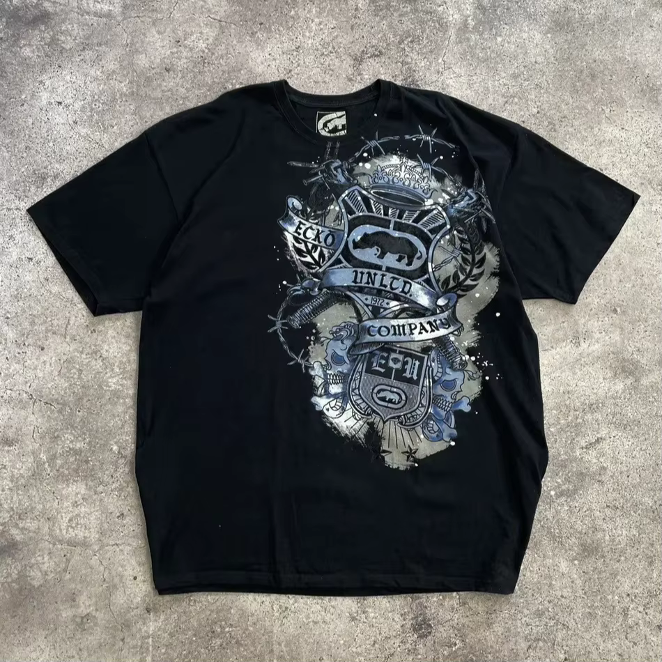 Ecko Rhino imprimé graphique t-shirt Y2K Vintage surdimensionné Streetwear