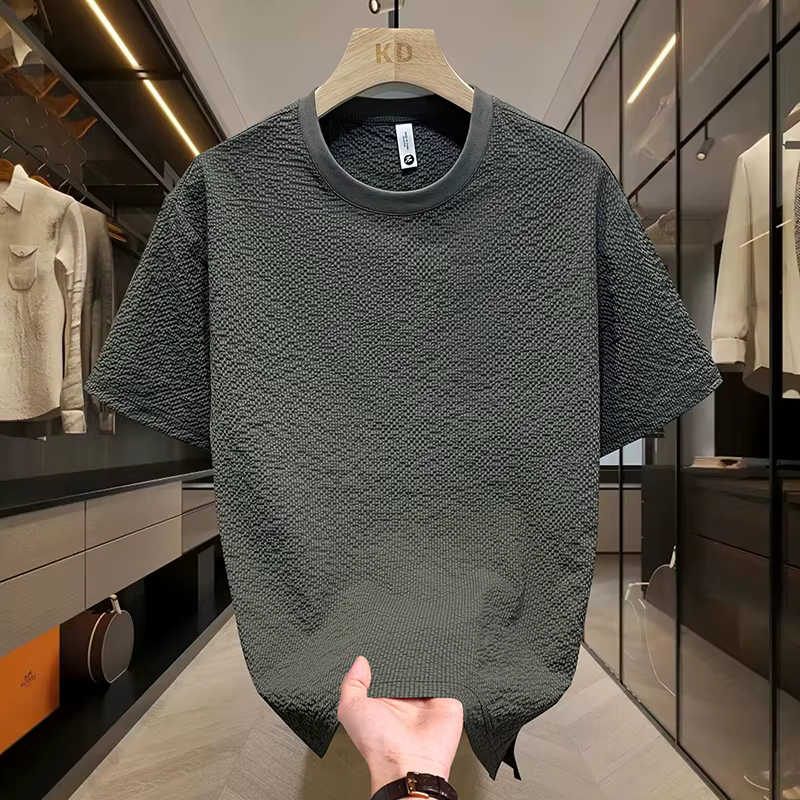 T-shirt d'été en Seersucker texturé pour hommes