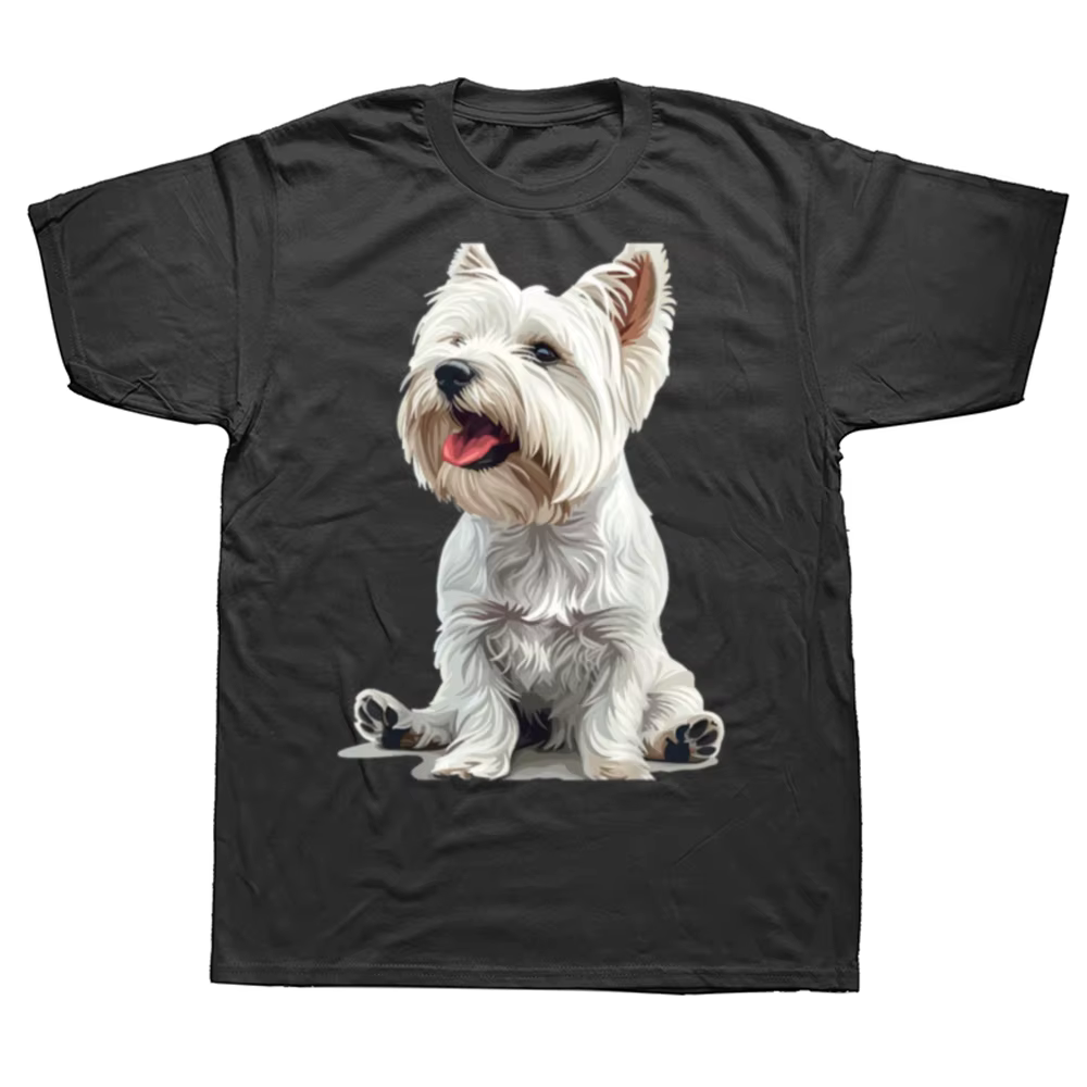 Drôle West Highland blanc Terrier chien Westie T-shirts hommes femmes mode t-shirt style décontracté 100% coton ample