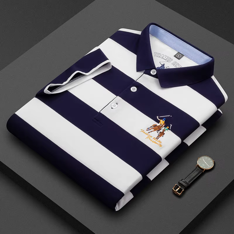 Polo rayé homme mode affaires coton