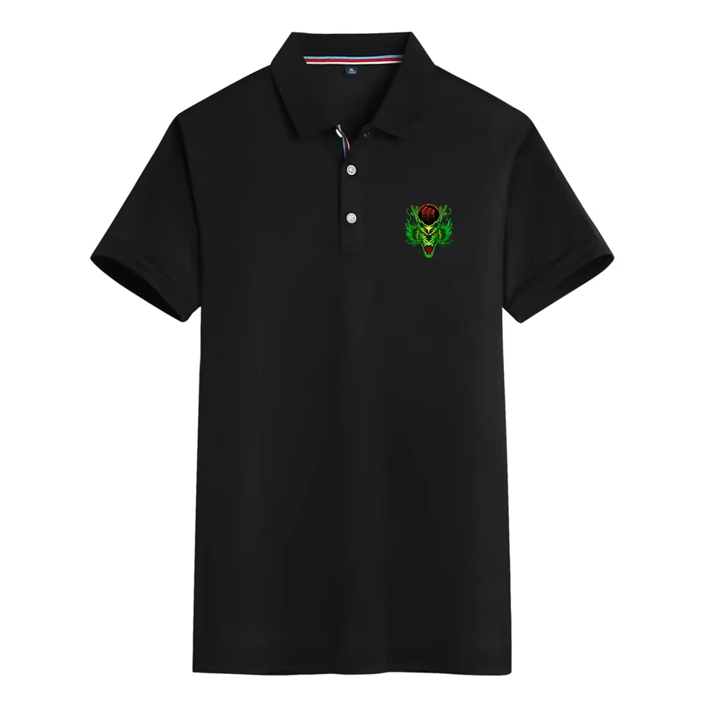 Polo décontracté confortable pour homme avec logo imprimé motif animal