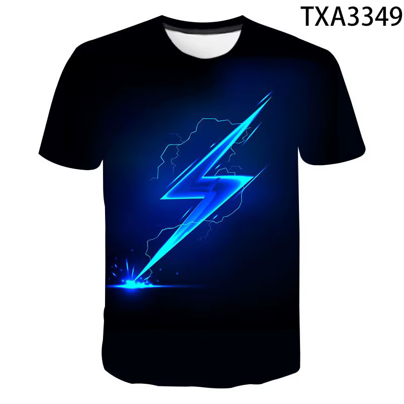Mode été Thunderbolt T-shirt hommes femmes enfants foudre Flash impression 3D