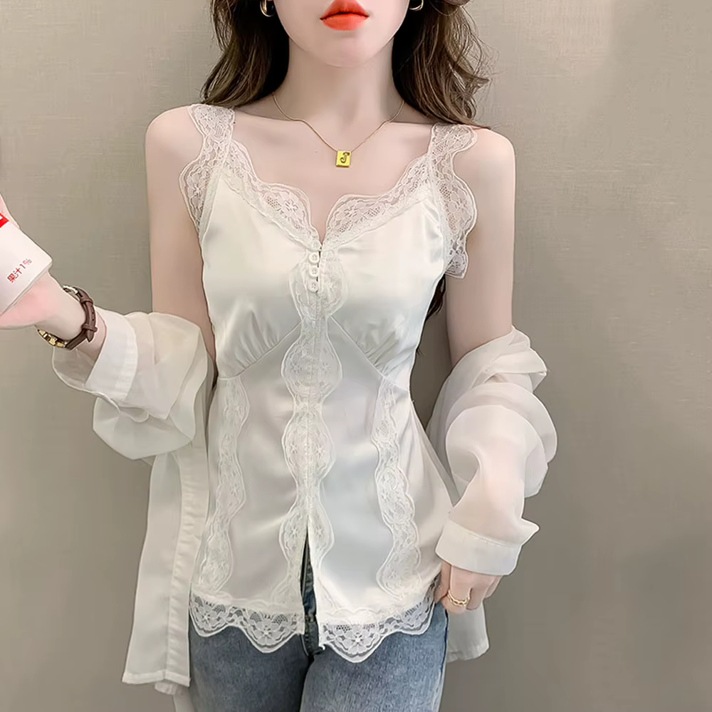Camisole en dentelle à l'acide acétique pour femme
