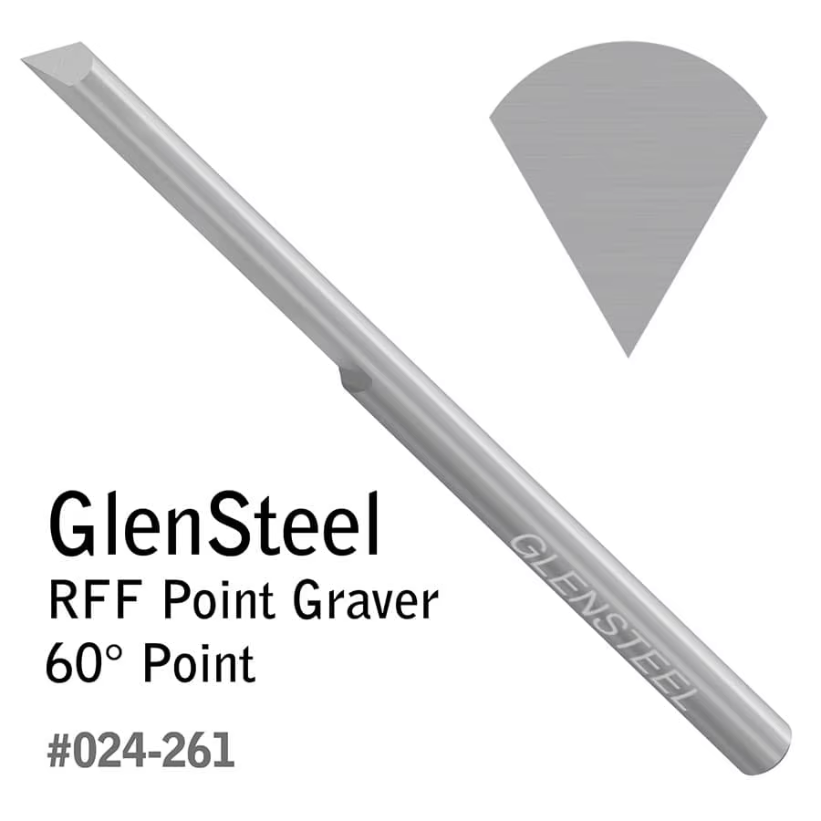 Graveur à pointe GRS GlenSteel RFF 30 ° -120 °   Outil de gravure en pointe en V pour le sertissage de pierres et les coupes profondes, HSS sans cobalt, tige QC de 1/8 pouce